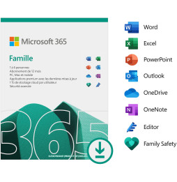 Microsoft 365 Famille Français - abonnement 12 mois pour 6 personnes (PC, Mac, iOS et Android)