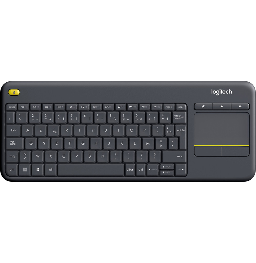 Clavier sans fil avec pavé tactile intégré Logitech Wireless Touch Keyboard  K400 Plus Noir (AZERTY, Français) prix Maroc
