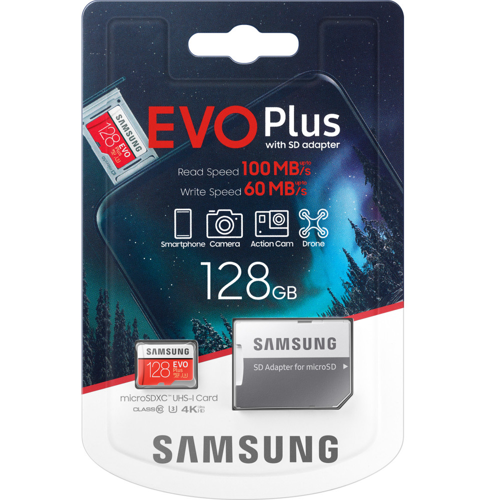 Carte mémoire Samsung Evo Plus -128GB - microSDXC Avec adaptateur