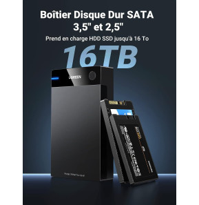 Boitier externe Ugreen USB 3.0 SATA 2.5 et 3.5 HDD/SSD (50422