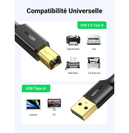 Câble d'imprimante USB B vers USB C, Type B 2.0 Fil de données