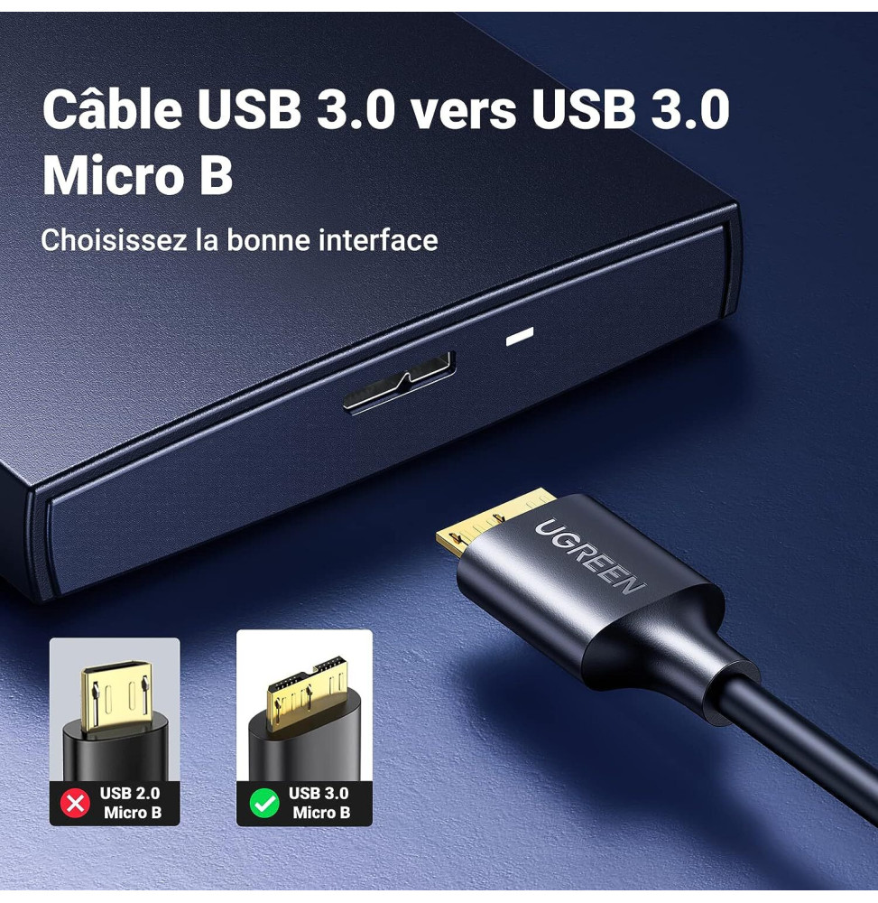 Câble USB 2.0 mâle A vers USB mini B mâle. 1m. - Câbles USB - Achat & prix