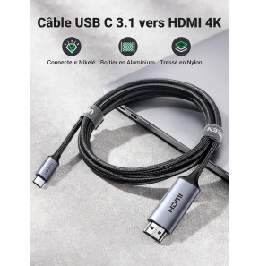 XTREMEMAC CABLE TYPE C USB-C HDMI Noir pas cher 