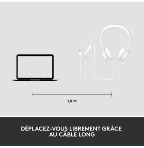 Logitech H390 Casque Avec fil Arceau Bureau/Centre d'appels USB Type-A Blanc (981-001286)