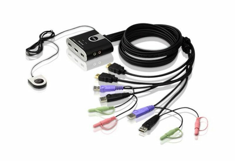 Commutateur KVM câble HDMI/audio USB 2 ports avec sélecteur de