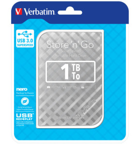 Verbatim Disque dur portable USB Store 'n' Go 3.0, 1 To, Argenté (53197)