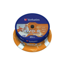 Verbatim 43538 DVD vierge 4,7 Go DVD-R 25 pièce(s) DVD-R Wide Inkjet  Printable ID Brand, 16x (43538) prix Maroc