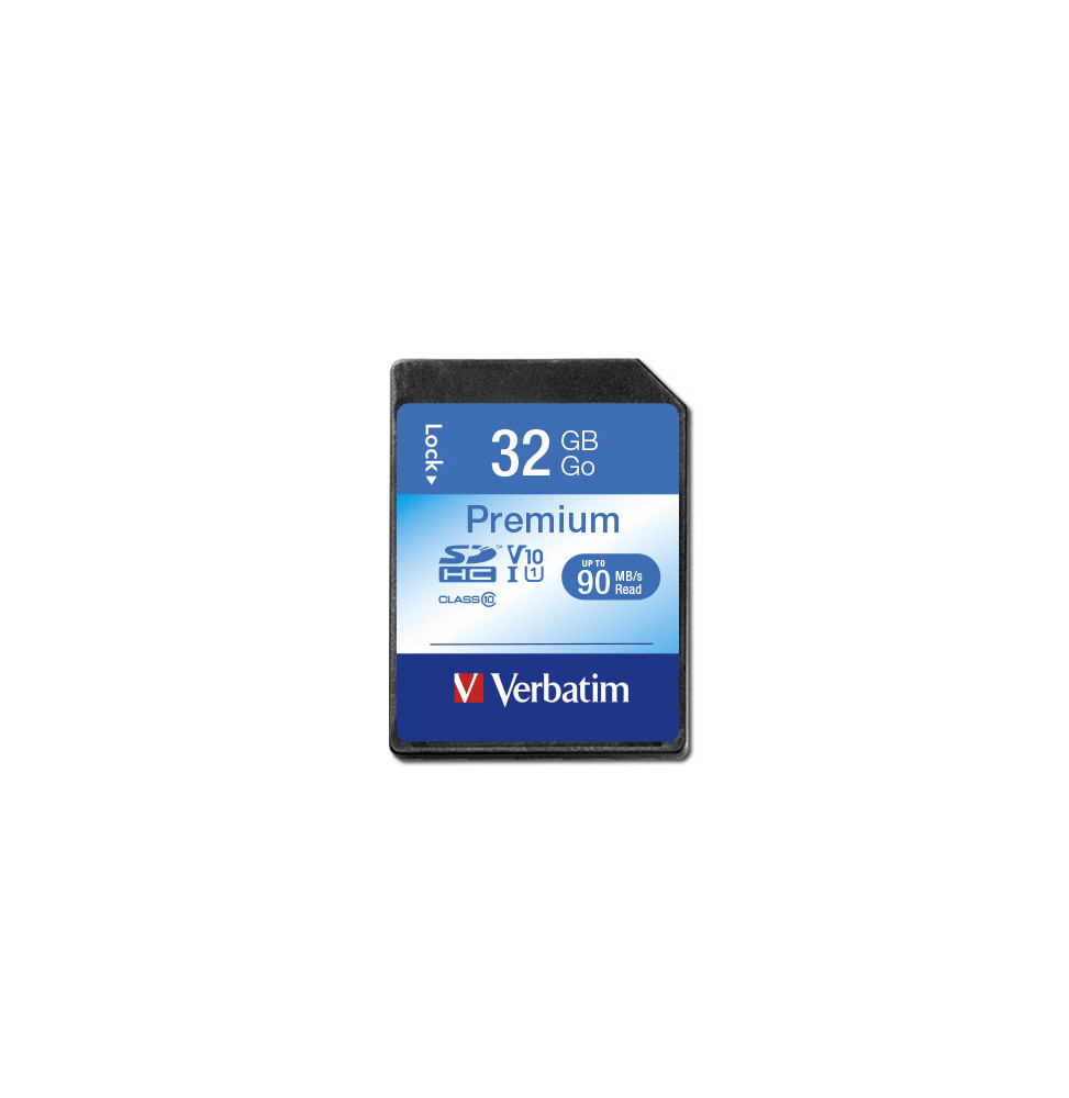 Verbatim Premium Micro SD Class 10 16 Go+SD Adaptateur Mémoire Carte Noir