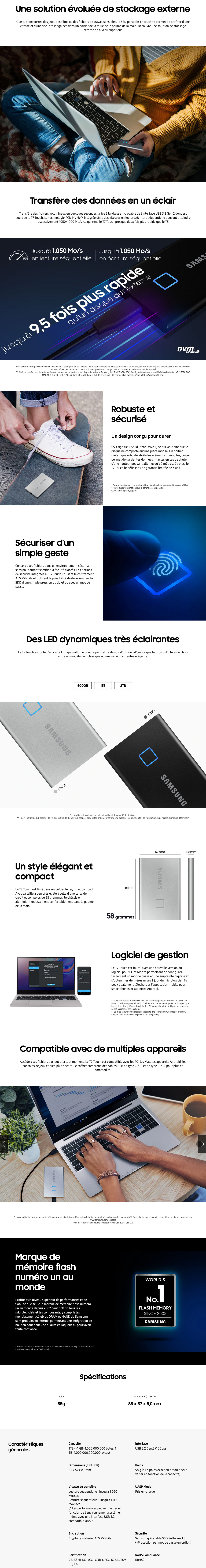 Disque Dur Externe SSD Samsung T7 500Go - ROUGE - • MediaZone Maroc