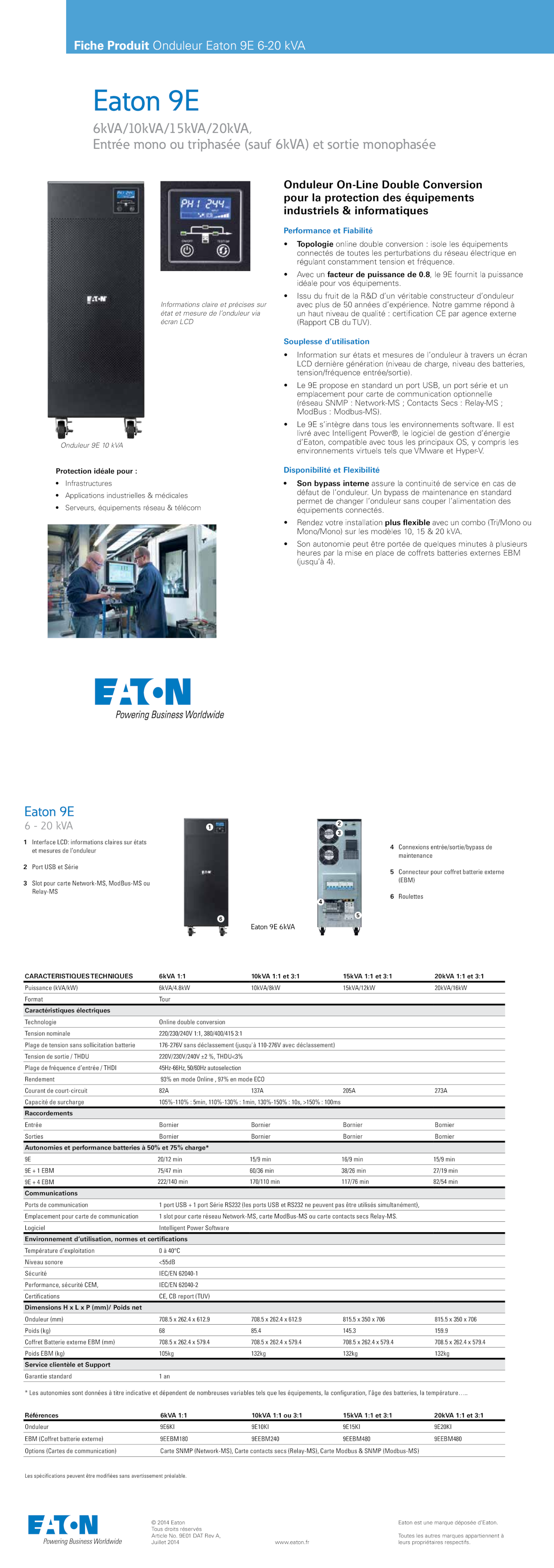 Eaton 9E Onduleur online double conversion10kVA 8000 Watt (9E10KI)