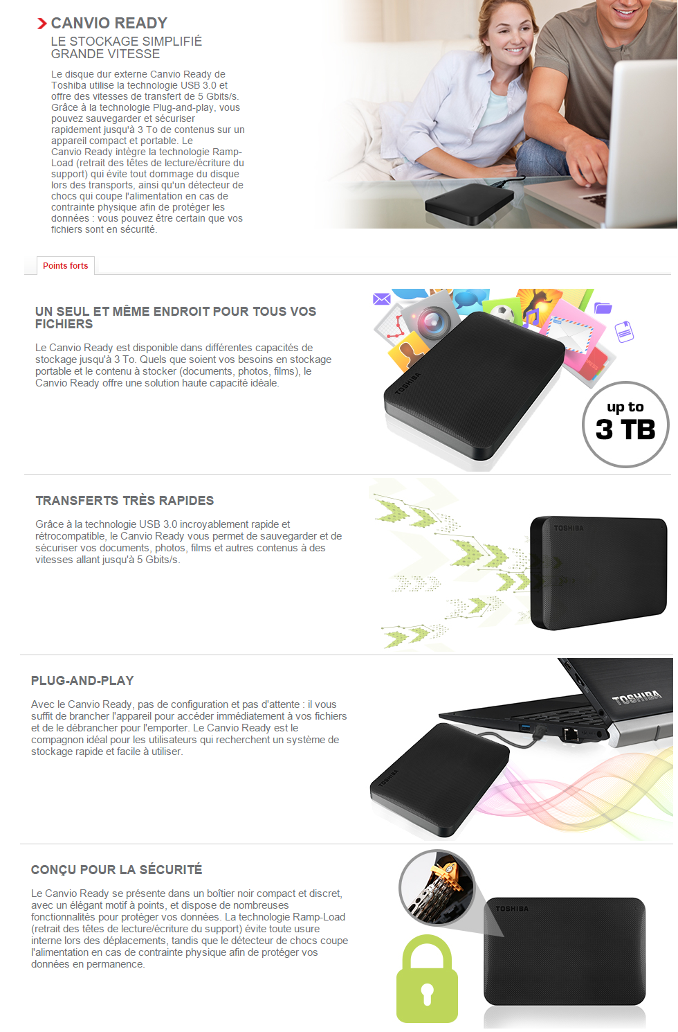 Toshiba Canvio Ready 4 To Noir - Disque dur externe - Garantie 3 ans LDLC