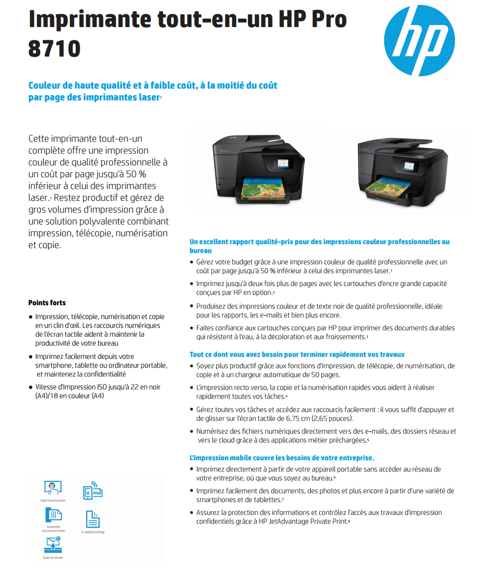 HP Officejet Pro 8710 - Imprimante multifonction - Garantie 3 ans LDLC