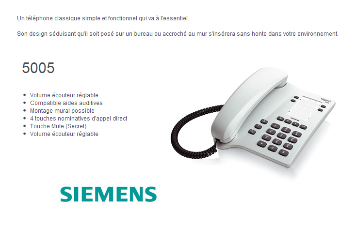 Siemens Euroset 5005 - Téléphone fixe filaire prix Maroc